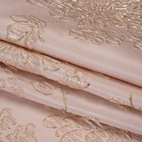 Metallic Brocade - Baby Pink and Gold Blossoming Stems