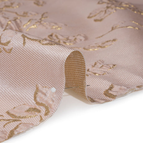 Metallic Brocade - Baby Pink and Gold Blossoming Stems