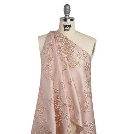 Metallic Brocade - Baby Pink and Gold Blossoming Stems