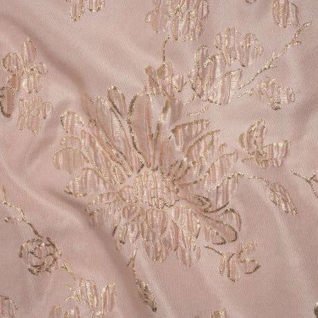 Metallic Brocade - Baby Pink and Gold Blossoming Stems