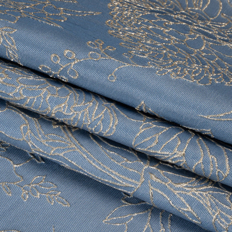 Metallic Brocade - Country Blue and Gold Illustrated Garden