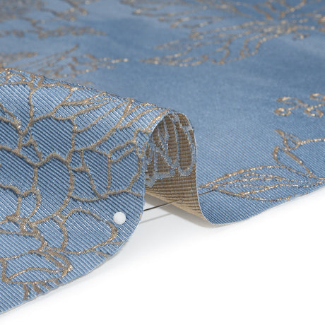 Metallic Brocade - Country Blue and Gold Illustrated Garden