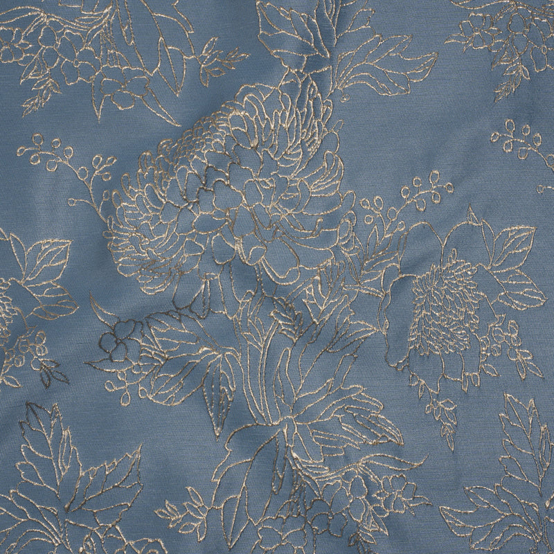Metallic Brocade - Country Blue and Gold Illustrated Garden
