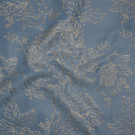 Metallic Brocade - Country Blue and Gold Illustrated Garden