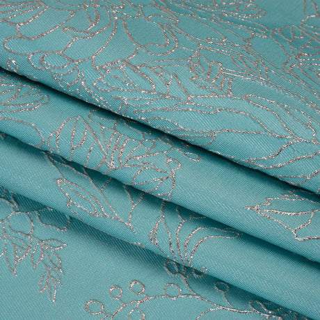 Metallic Brocade - Light Turquoise and Gold Illustrated Garden