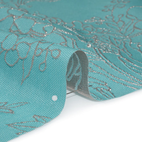 Metallic Brocade - Light Turquoise and Gold Illustrated Garden