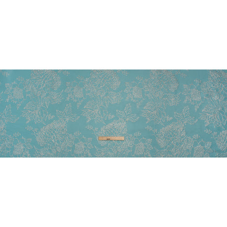 Metallic Brocade - Light Turquoise and Gold Illustrated Garden