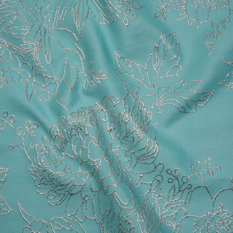 Metallic Brocade - Light Turquoise and Gold Illustrated Garden