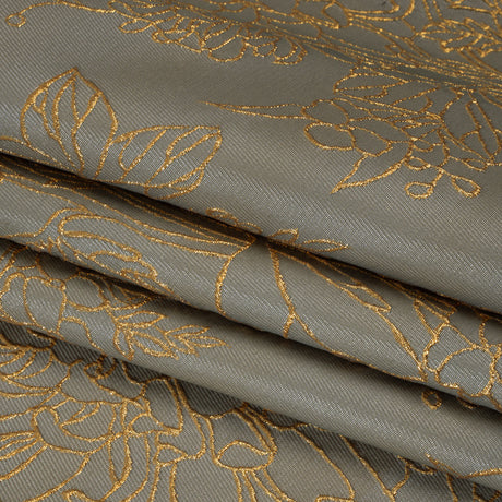 Metallic Brocade - Gray and Gold Illustrated Garden