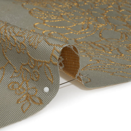 Metallic Brocade - Gray and Gold Illustrated Garden