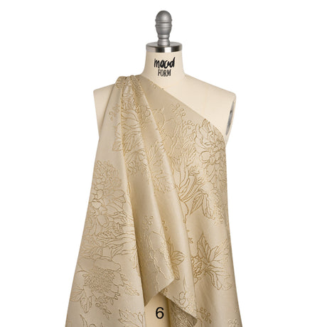 Metallic Brocade - Beige and Gold Illustrated Garden
