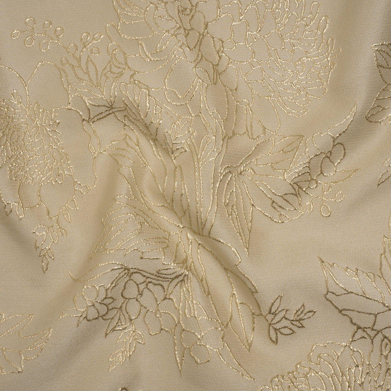 Metallic Brocade - Beige and Gold Illustrated Garden