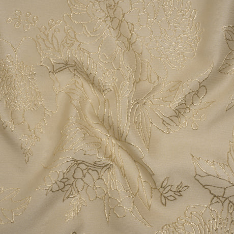 Metallic Brocade - Beige and Gold Illustrated Garden