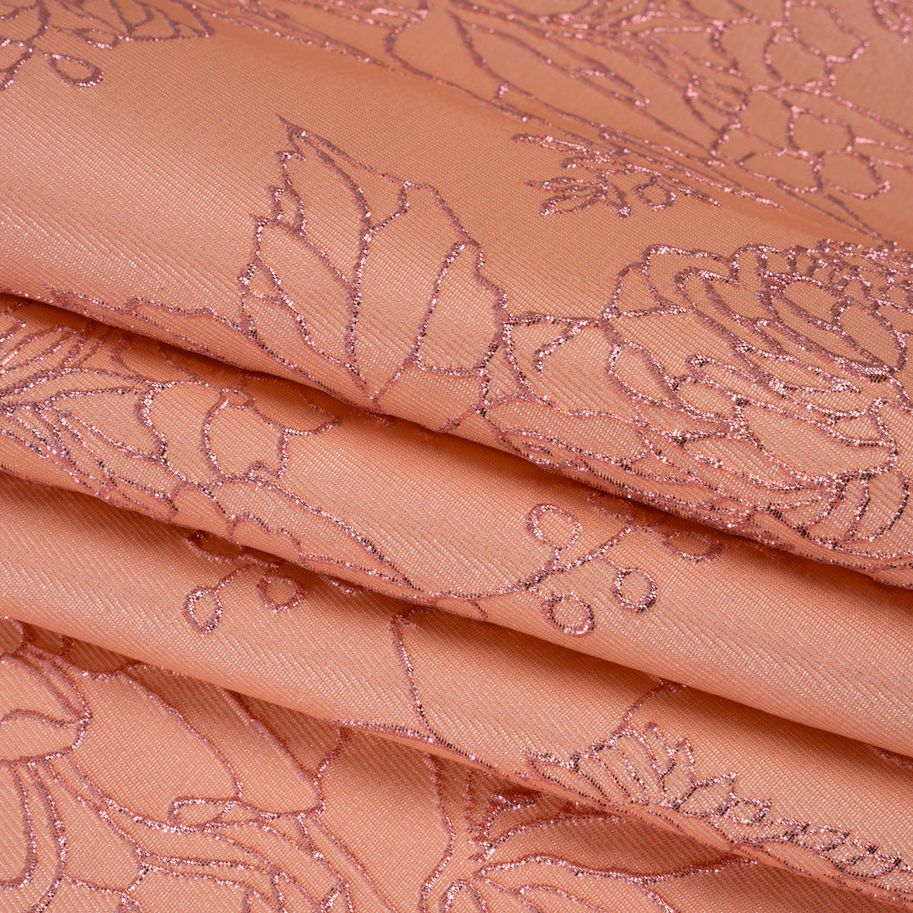 Metallic Brocade - Baby Pink and Magenta Illustrated Garden