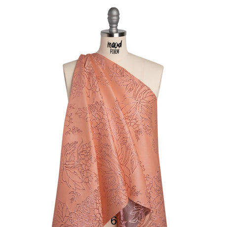 Metallic Brocade - Baby Pink and Magenta Illustrated Garden