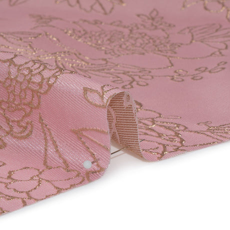 Metallic Brocade - Baby Pink and Gold Illustrated Garden