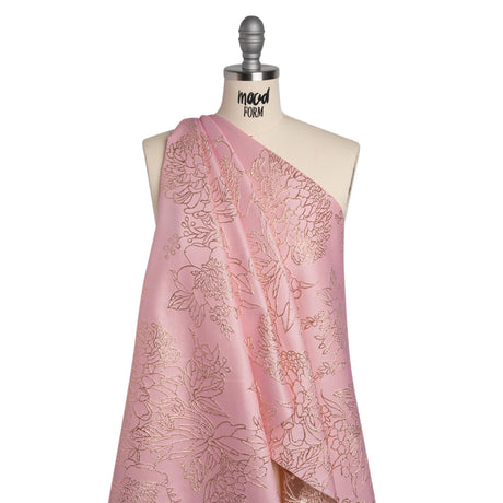 Metallic Brocade - Baby Pink and Gold Illustrated Garden