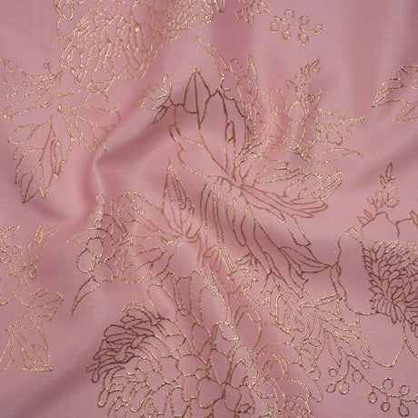Metallic Brocade - Baby Pink and Gold Illustrated Garden
