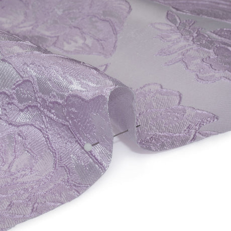 Polyester Brocade - Lavender Cabbage Roses