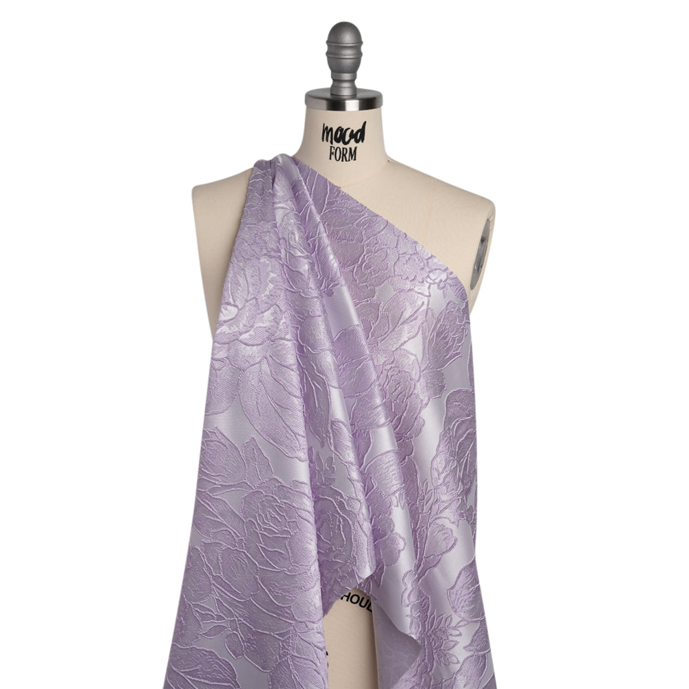 Polyester Brocade - Lavender Cabbage Roses