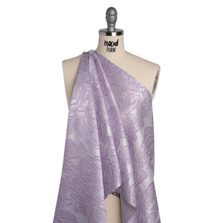 Polyester Brocade - Lavender Cabbage Roses