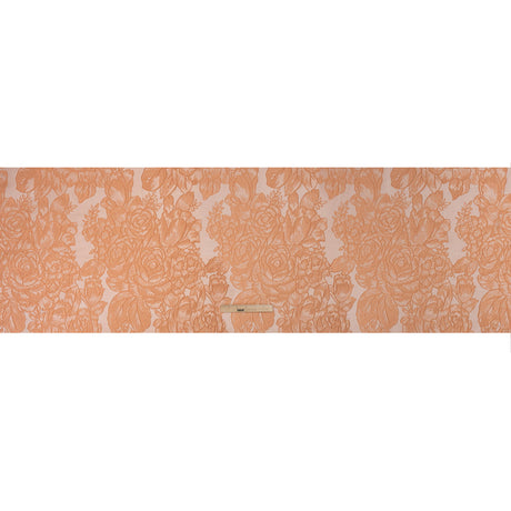 Polyester Brocade - Peach Cabbage Roses