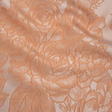 Polyester Brocade - Peach Cabbage Roses
