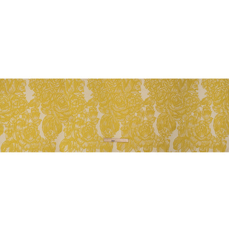 Polyester Brocade - Yellow and White Cabbage Roses