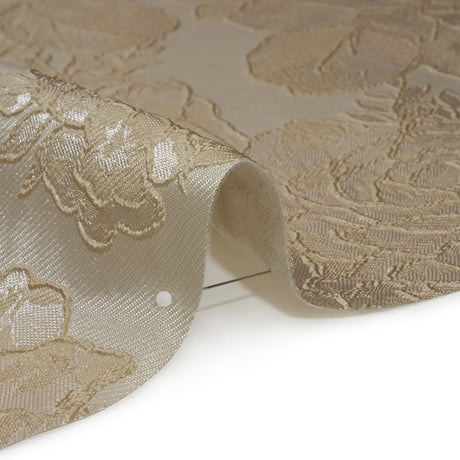 Polyester Brocade - Beige Cabbage Roses