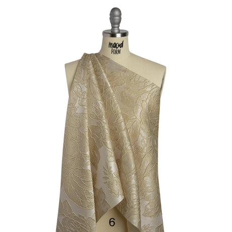 Polyester Brocade - Beige Cabbage Roses