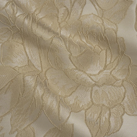 Polyester Brocade - Beige Cabbage Roses