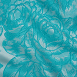Polyester Brocade - Pale Blue and Turquoise Cabbage Roses