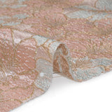 Metallic Brocade - Baby Pink, Pale Aqua and Gold Floating Blossoms