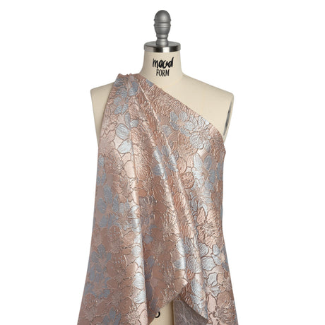 Metallic Brocade - Pale Pink, Baby Blue and Gold Floating Blossoms
