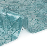 Metallic Brocade - Monochrome Aqua Blue Floating Blossoms