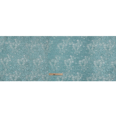 Metallic Brocade - Monochrome Aqua Blue Floating Blossoms