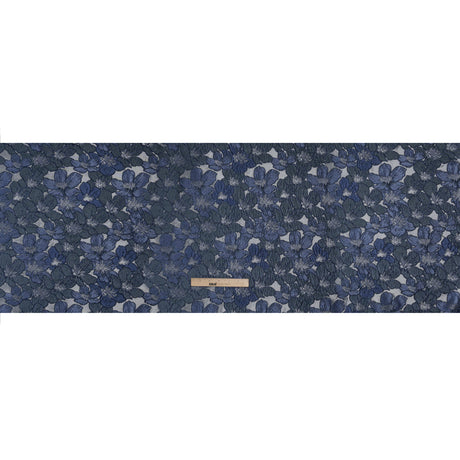 Metallic Brocade - Navy, Blue and Steel Gray Floating Blossoms