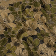 Metallic Brocade - Olive Green, Beige and Gold Floating Blossoms