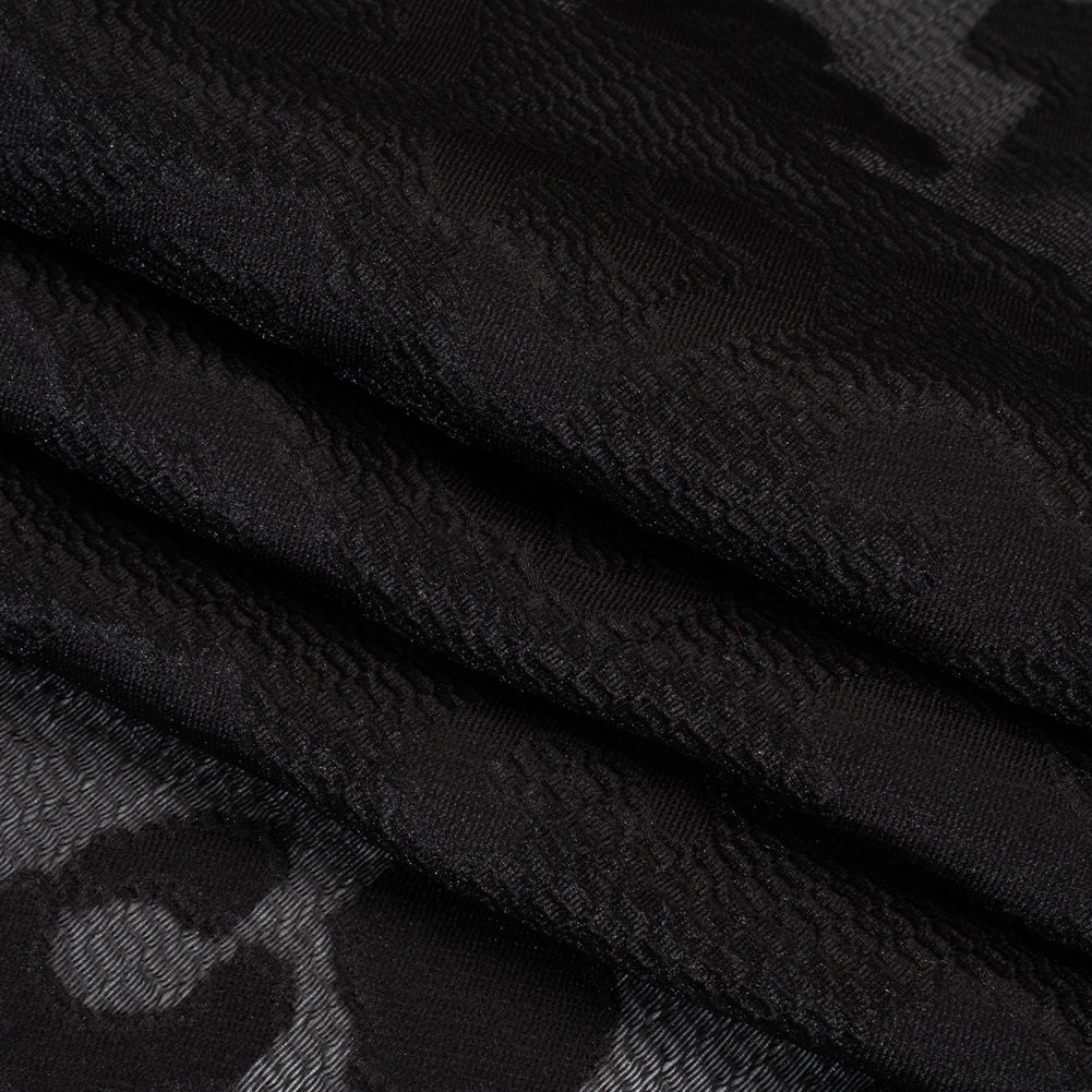 Lightweight Textured Burnout Brocade - Black on Black Animal Spots
