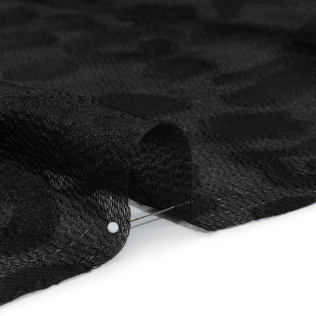 Lightweight Textured Burnout Brocade - Black on Black Animal Spots