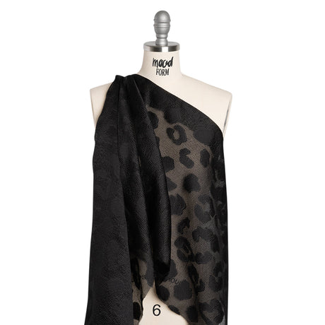 Lightweight Textured Burnout Brocade - Black on Black Animal Spots