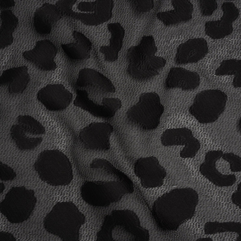 Lightweight Textured Burnout Brocade - Black on Black Animal Spots