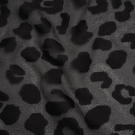 Lightweight Textured Burnout Brocade - Black on Black Animal Spots