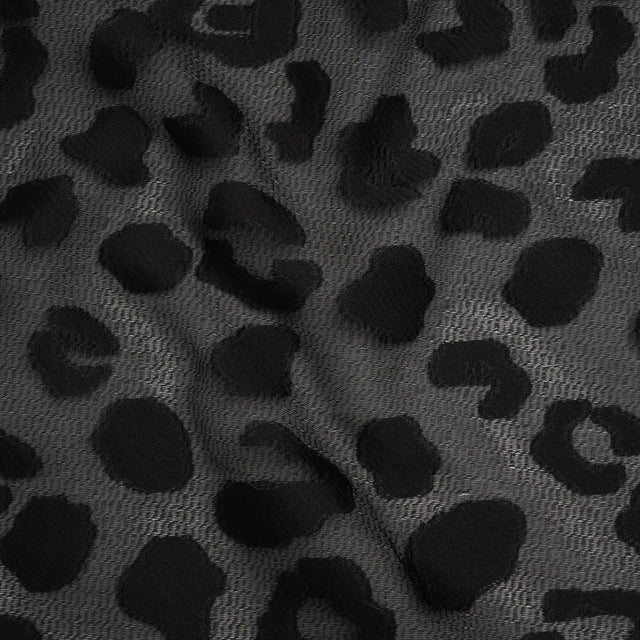 Lightweight Textured Burnout Brocade - Black on Black Animal Spots