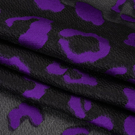 Lightweight Textured Burnout Brocade - Purple and Black Animal Spots