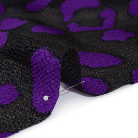 Lightweight Textured Burnout Brocade - Purple and Black Animal Spots