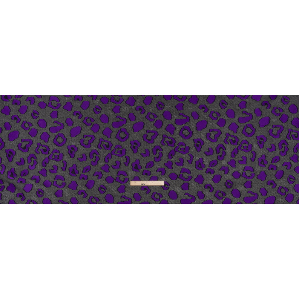 Lightweight Textured Burnout Brocade - Purple and Black Animal Spots