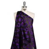 Lightweight Textured Burnout Brocade - Purple and Black Animal Spots