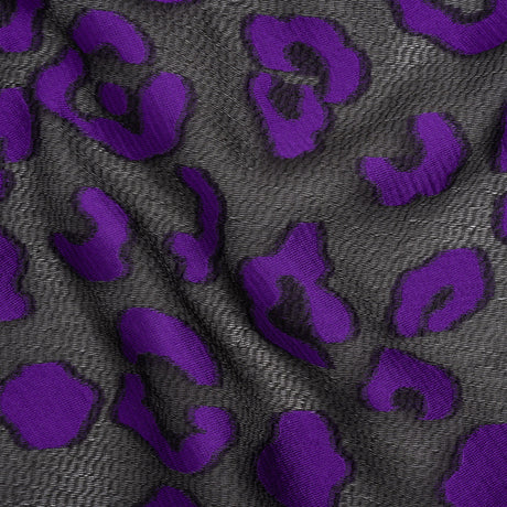 Lightweight Textured Burnout Brocade - Purple and Black Animal Spots