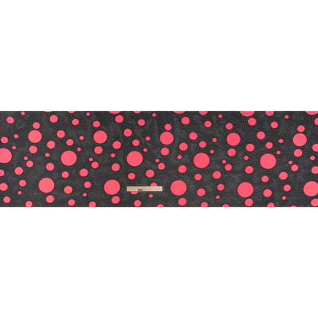 Lightweight Textured Burnout Brocade - Bright Pink and Black Polka Dots